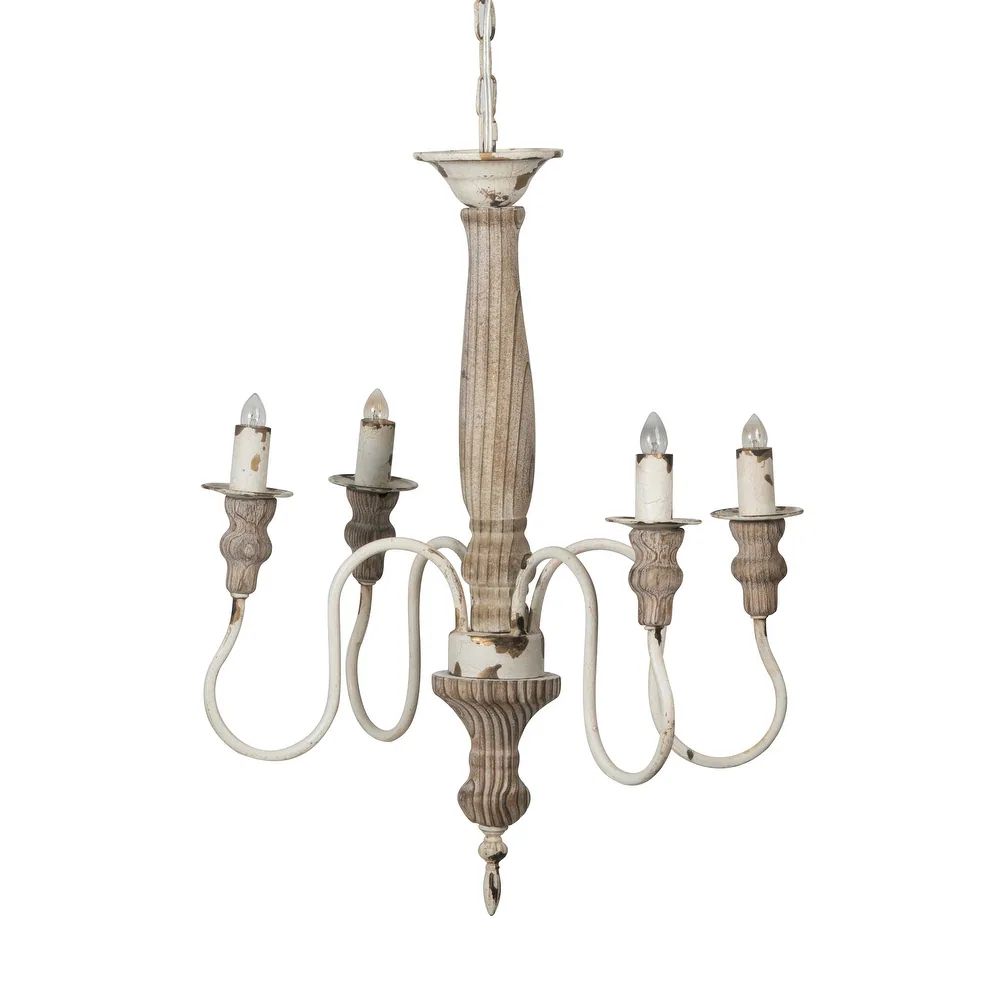 Rocky Roost 4-light French Country Distressed Chandelier for Dining Room (White) | Bed Bath & Beyond