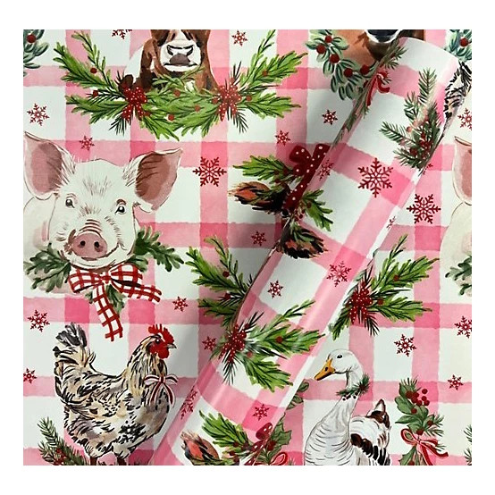New!Red Shed  Farmyard Christmas Wrapping Paper, 40 in. x 75 in. | Tractor Supply