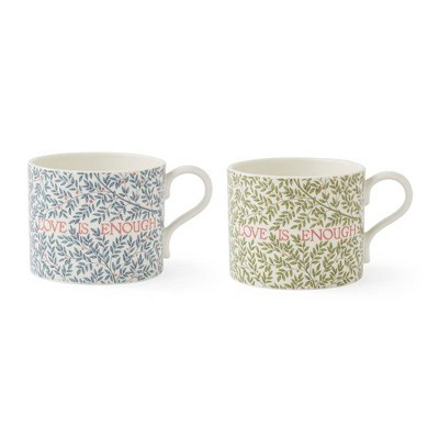 Spode Morris & Co Love Is Enough 12oz Mugs, Set of 2 - Porcelain Drinkware for Coffee & Tea, Dishwasher Safe, Floral Design, Home & Kitchen Tableware | Target