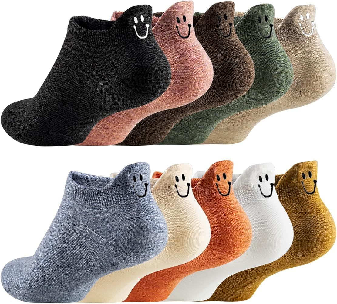 IBEILLI Women Cute Socks 10 Pairs Cotton Kawaii Embroidered Funny Low Cut Socks for Women Girls A... | Amazon (US)