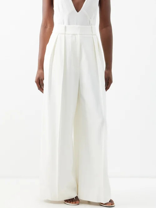 Khaite - Rico High-rise Pleated Twill Trousers - Womens - Ivory | Matches (US)