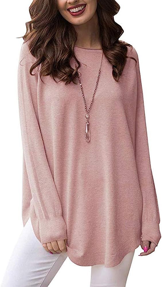 Uincloset Womens Long Sleeve Round Neck Tunic Casual Pullover Fall Tops | Amazon (US)