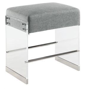 Milan Gray Fabric and Acrylic Counter Stool w/ Brushed Stainless Steel Pedestal | Cymax