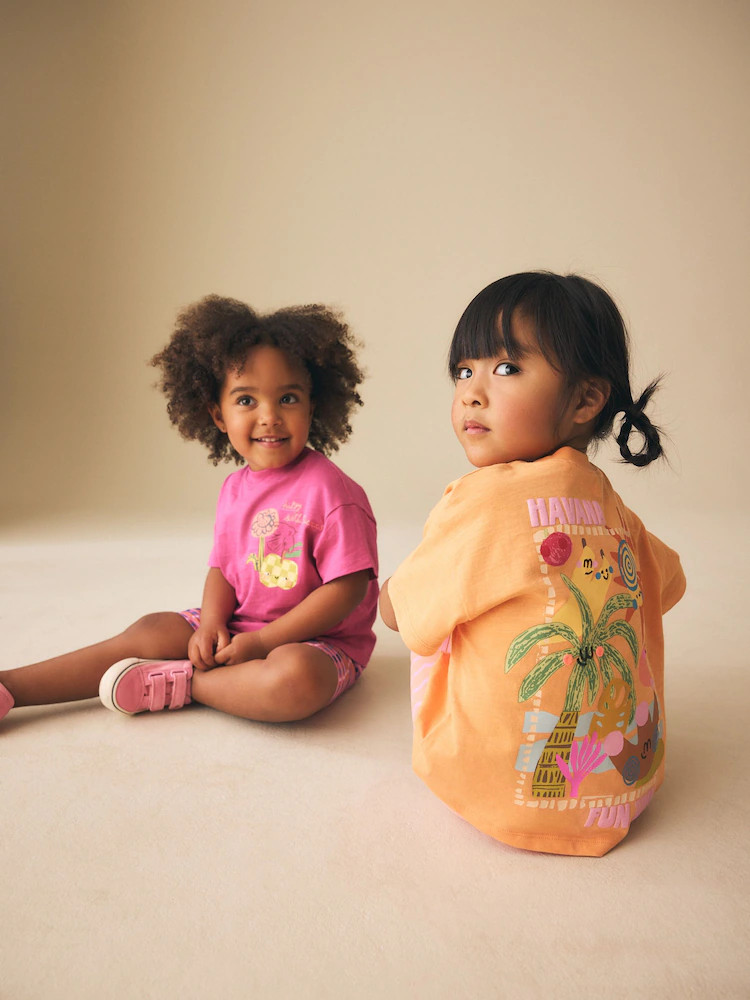 Pink/Orange Top & Cycle Shorts Set 2 Pack (3mths-7yrs) | Next US