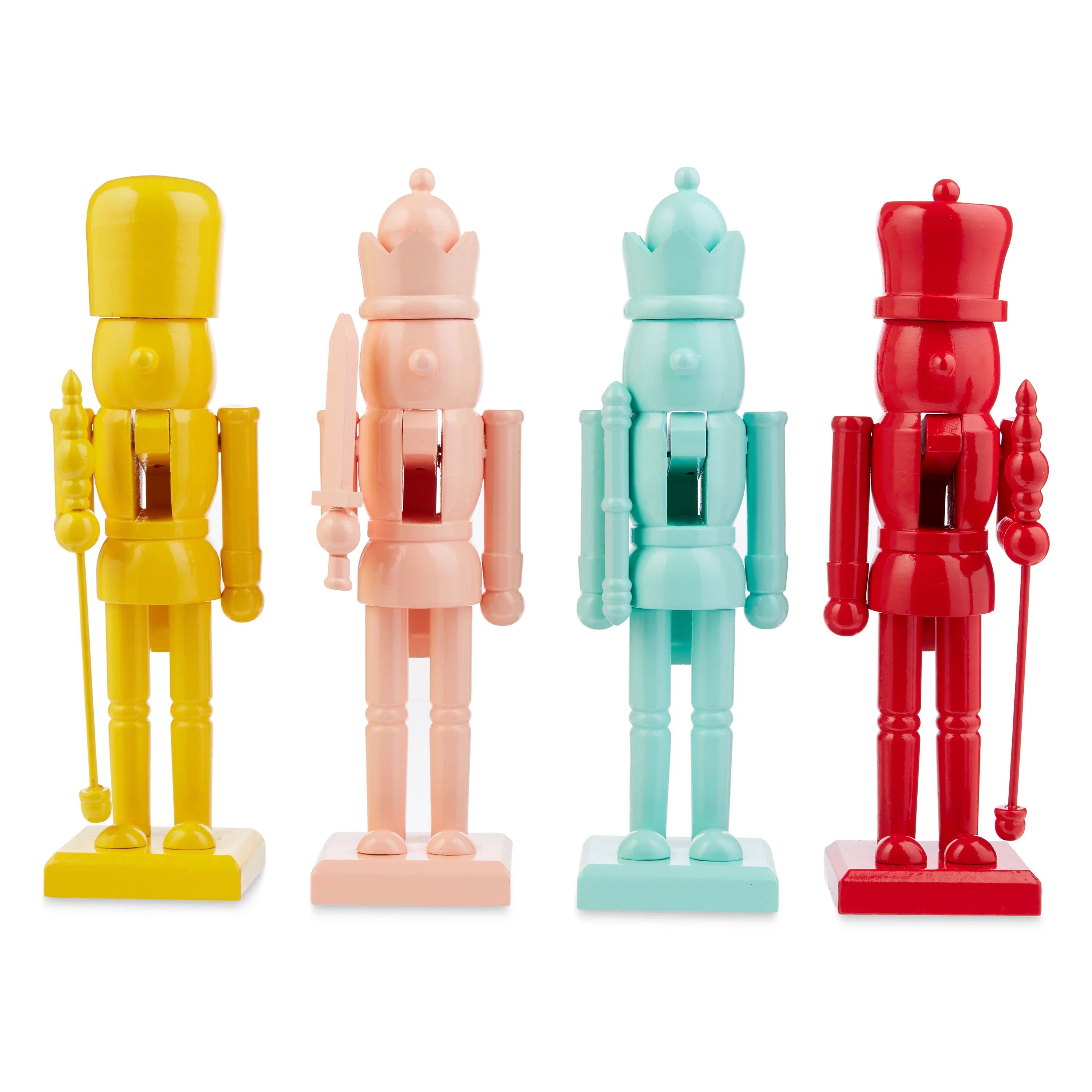 Holiday Time 4-Count Christmas Season 10-Inch Nutcracker Figurines, Various Colors - Walmart.com | Walmart (US)