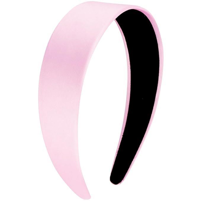 VELSCRUN Headbands for Women Girls 1.6 Inch Pink Satin Wide Headband Head Bands for Womens Hair S... | Amazon (US)