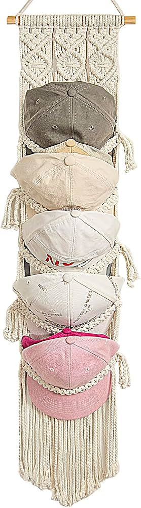Boho Baseball Cap Hanger-1 Pack-Macrame Hat Organizer for Ball Caps Holder Over Door, Hat Rack fo... | Amazon (US)