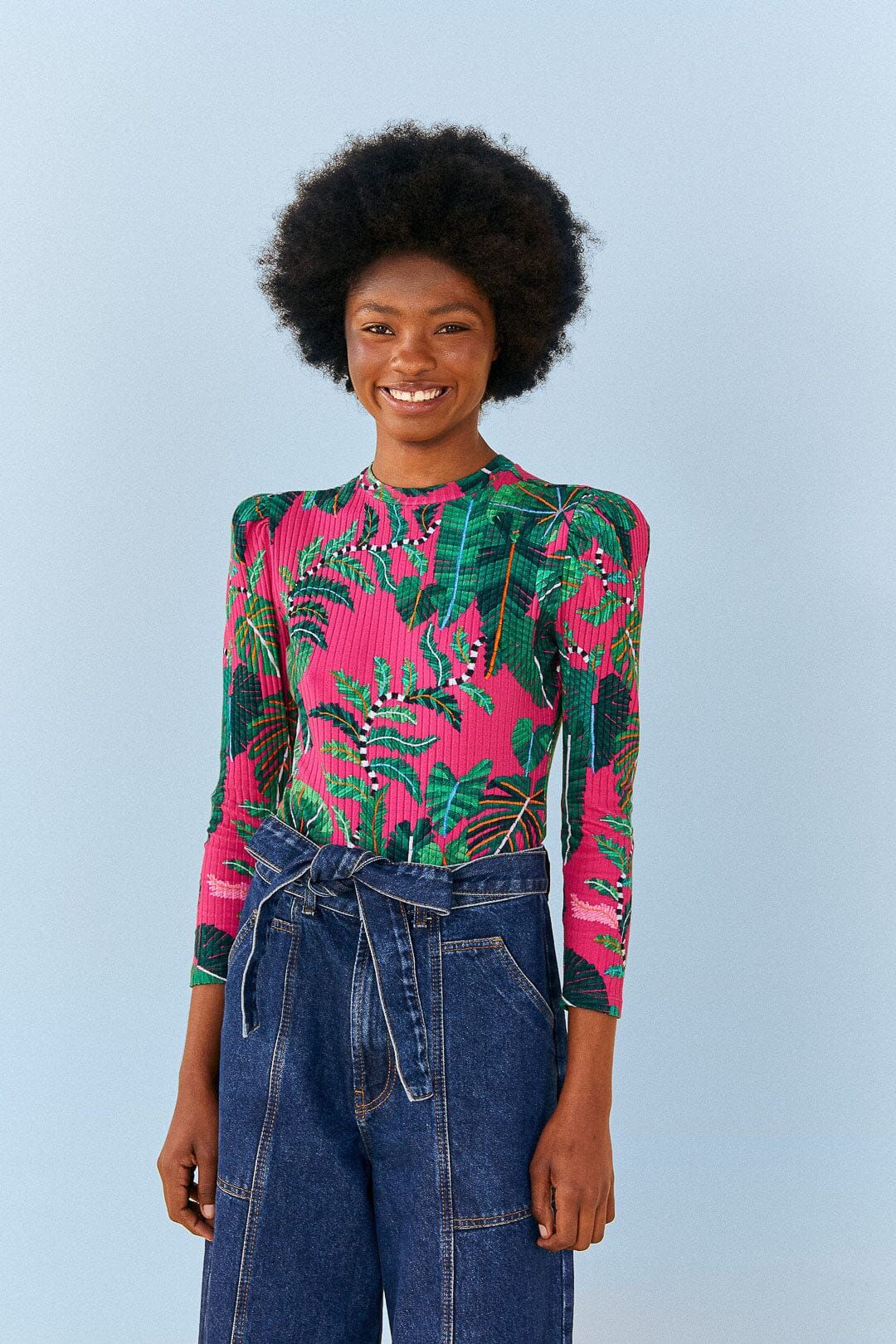 Pink Leaves Oganic Cotton Bodysuit | FarmRio