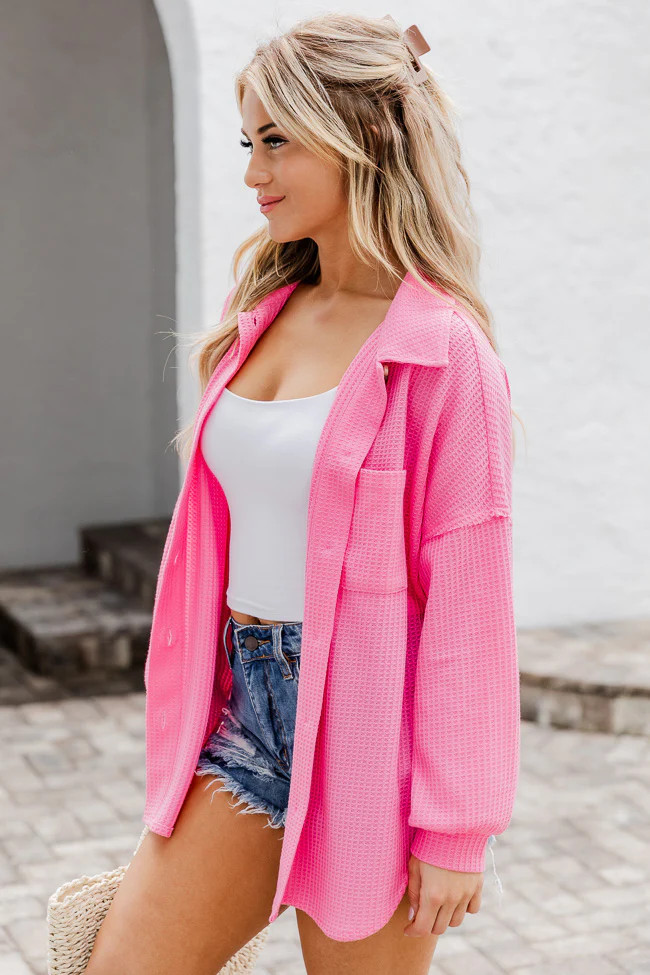 Need A Little More Hot Pink Waffle Shacket | Pink Lily
