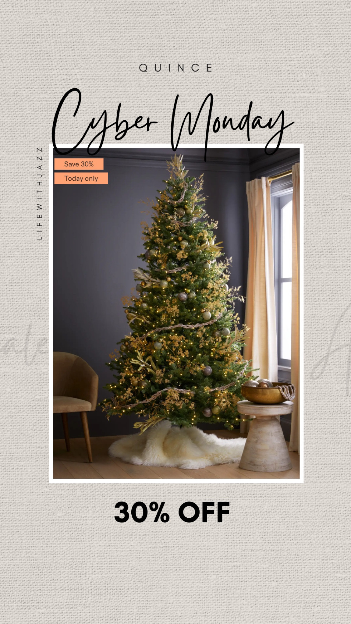30% off the Fraser fir Christmas tree at quince! Available in 3 heights + unlit or with led lights 

Christmas tree / holiday 

#LTKSaleAlert #LTKCyberWeek #LTKHoliday