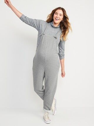 Maternity Soft-Knit Knotted-Strap Overalls | Old Navy (US)