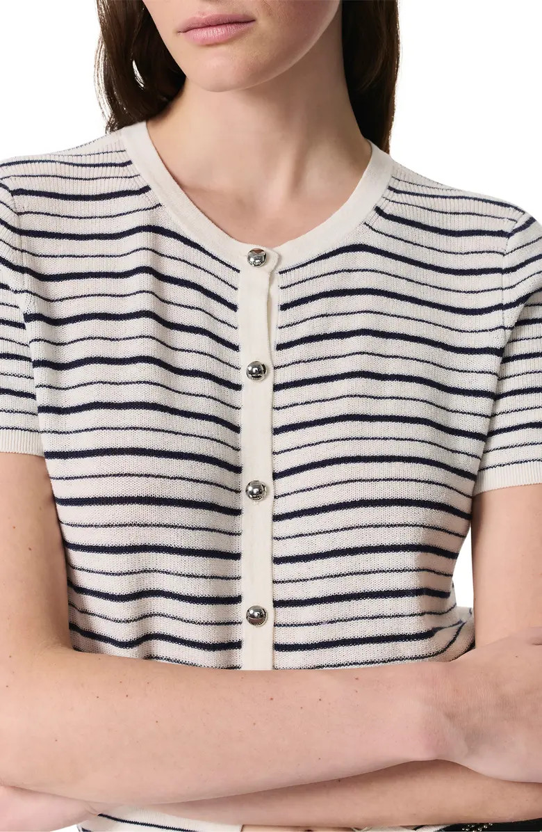 rag & bone Dina Stripe Short Sleeve Cardigan | Nordstrom | Nordstrom