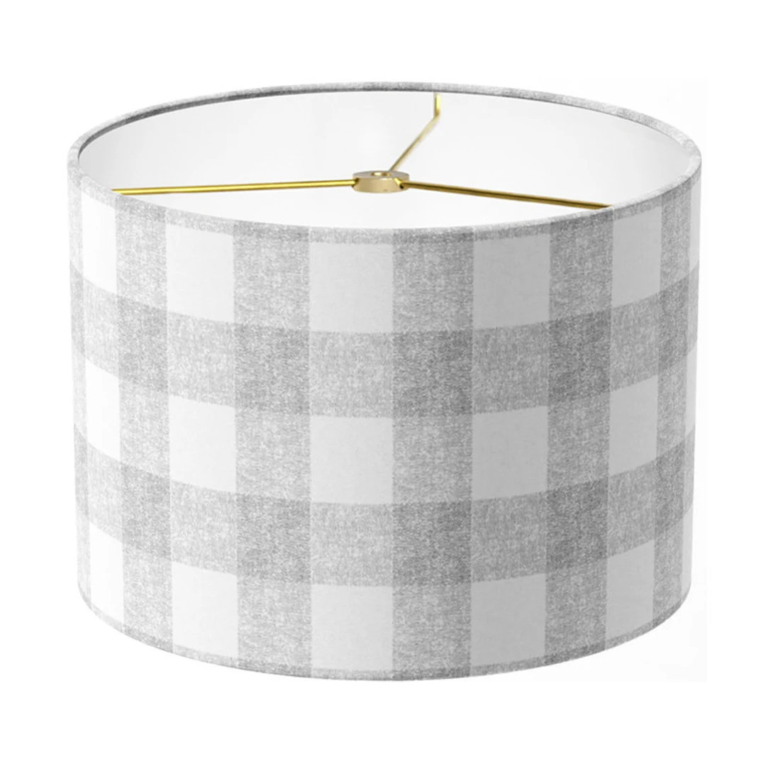 MEDIUM or LARGE SIZE - 10 11 12 13 14 15 Inch Diameter Drum Lamp Shade - Linen Cotton Grey Grain ... | Etsy (US)