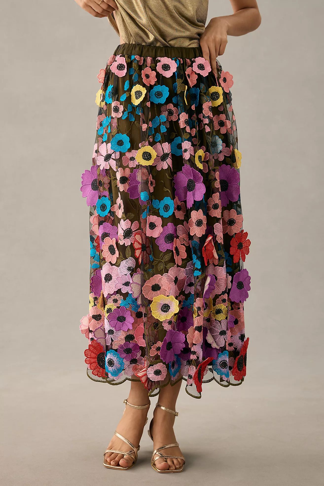 Maeve Floral Appliqué Skirt | Anthropologie (US)