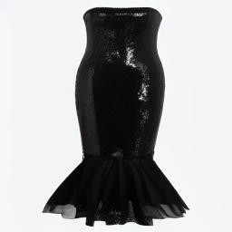 Tulle Flounce Sequin Column Dress | Eloquii