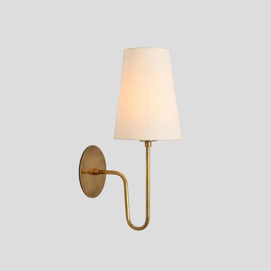 Handmade Aged Brass Wall Sconce: Mid-Century Modern Linen Shade | Etsy (US)