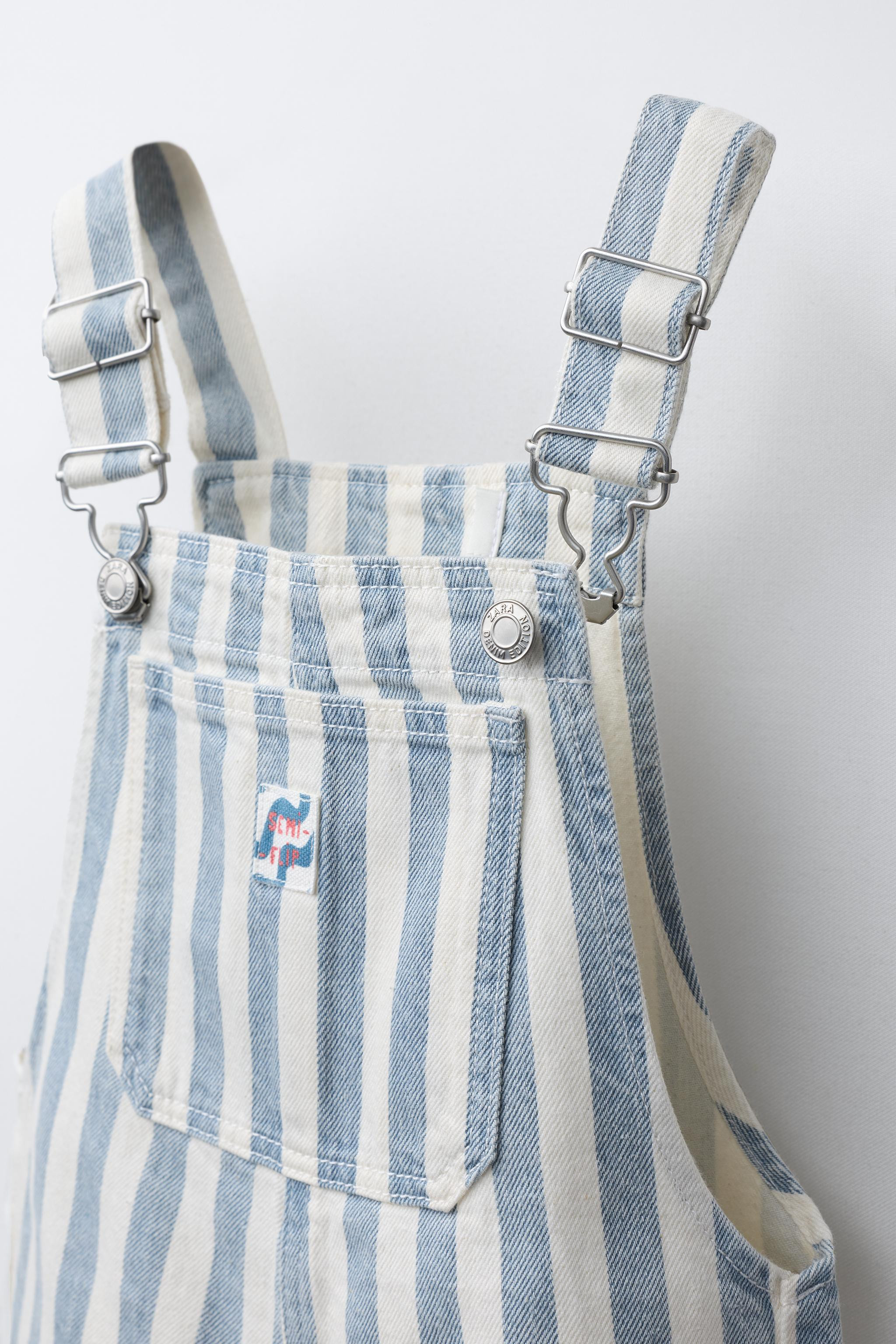 STRIPED TWILL OVERALL SHORTS | Zara US