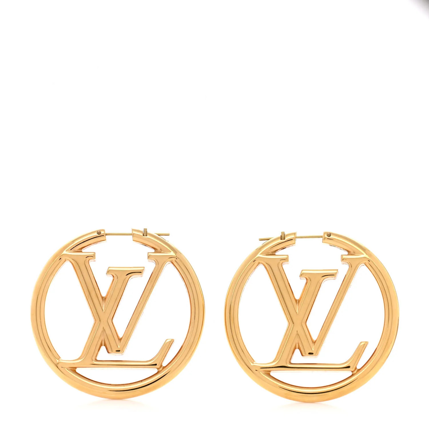 LOUIS VUITTON Louise Hoop Earrings Gold | FASHIONPHILE (US)
