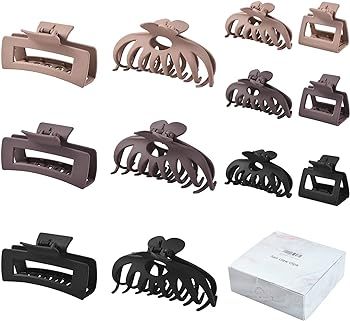 12 Pack Hair Claw Clips include 4.1 inch Large Clip and 2 inch Small Clip for Thick Thin Hair, St... | Amazon (US)