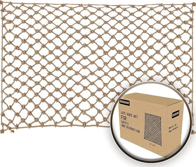 Jute Hemp Rope Nets for Safety and Decoration: Indoor & Outdoor Use, Kids' Climbing, and Versatil... | Amazon (US)