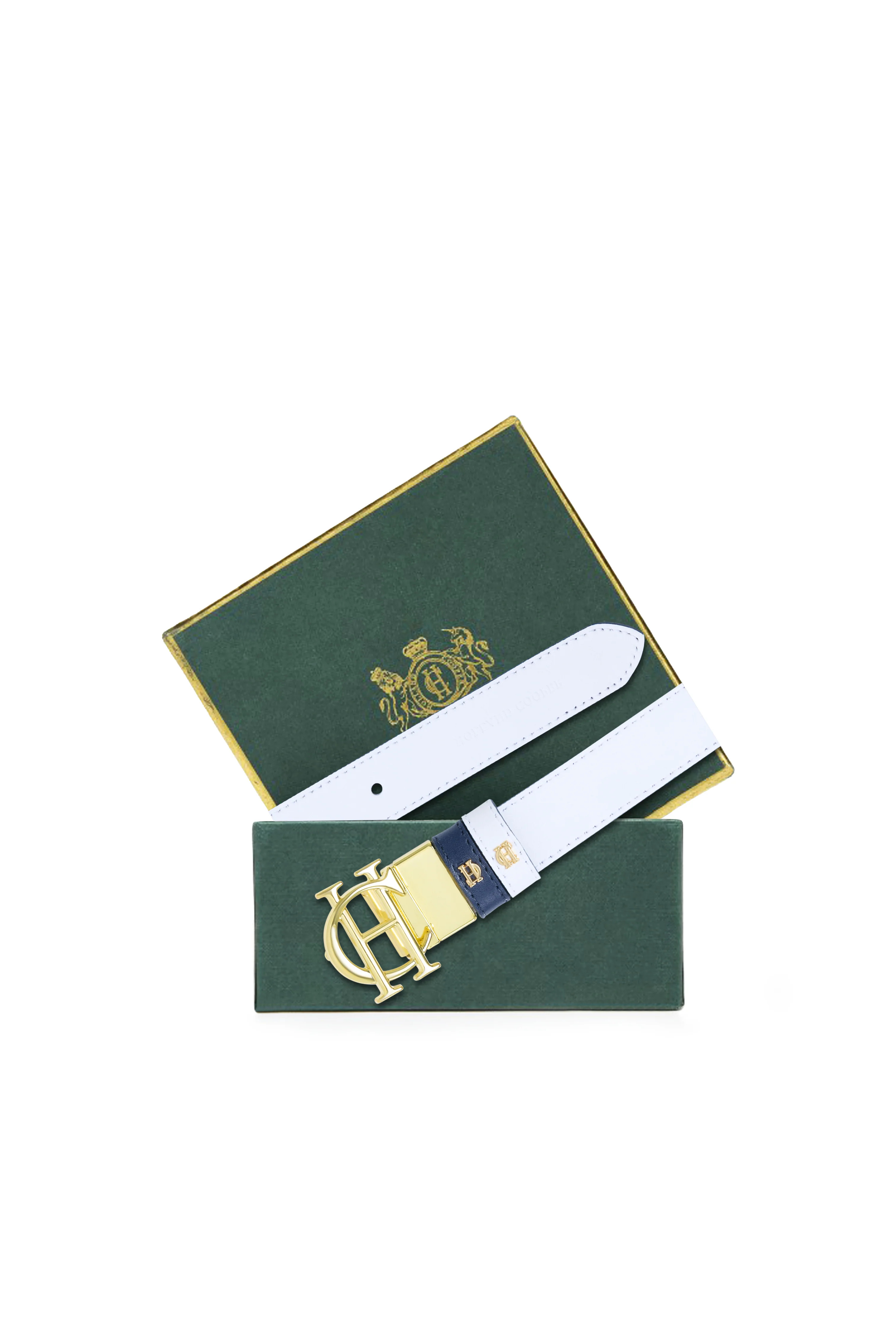 Reversible Slim Belt (White Navy) | Holland Cooper