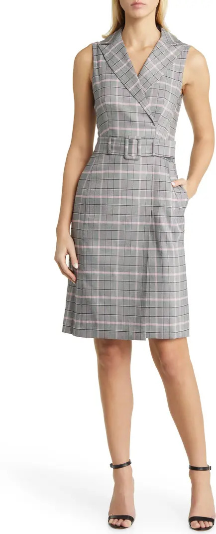 Glen Plaid Belted Sleeveless Sheath Dress | Nordstrom