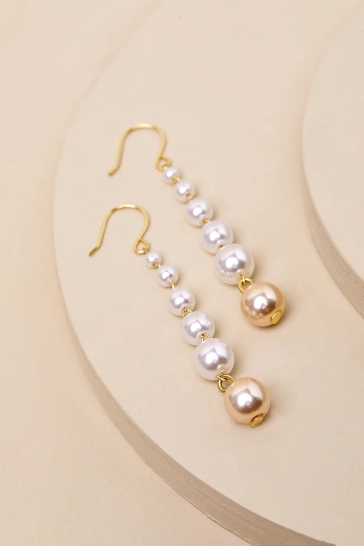 Ideal Composure White Pearl Drop Earrings | Lulus