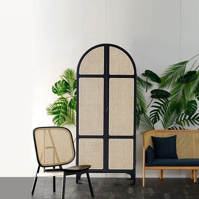 Woven Rattan Bedroom Clothing Armoire with Hidden 2 Doors and Drawers Wardrobe, Black-Homary | Homary