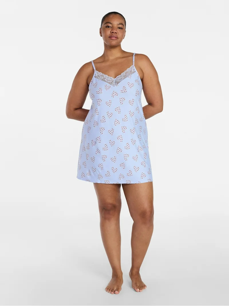 Joyspun Women’s Dreamy Soft Collection Lace Front Knit Chemise, Sizes XS to 3X | Walmart (US)