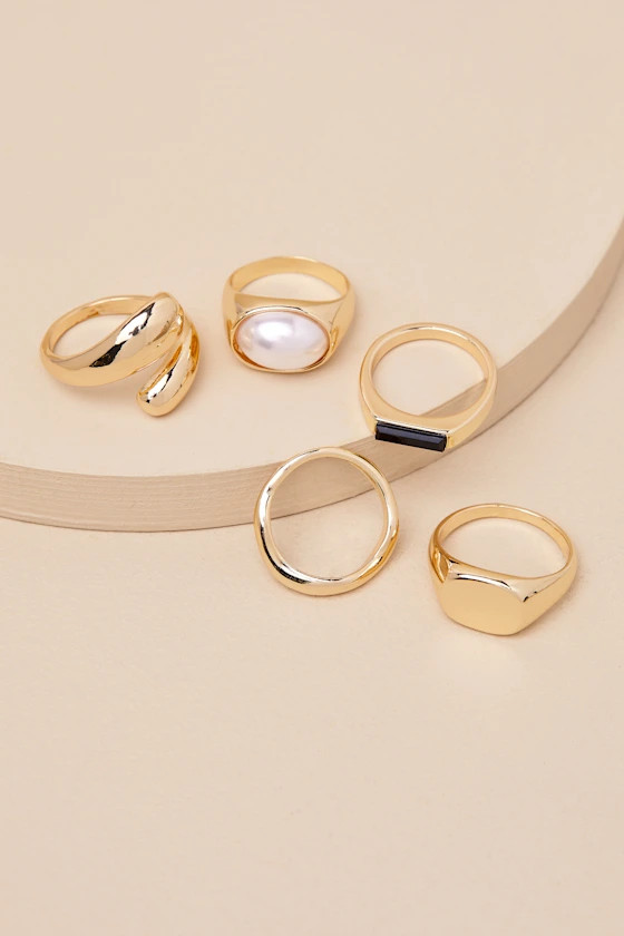 Kensley Gold Six-Piece Statement Ring Set | Lulus