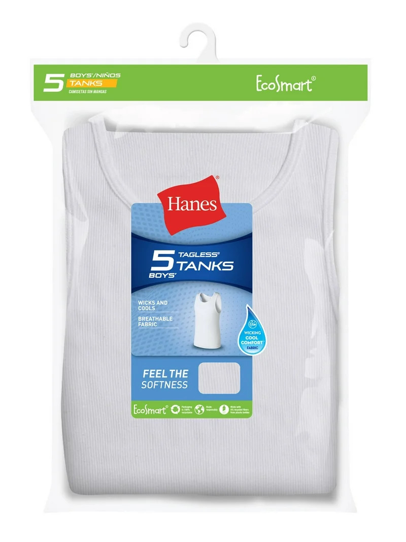 Hanes EcoSmart Boys' Tank, 5-Pack White M | Walmart (US)