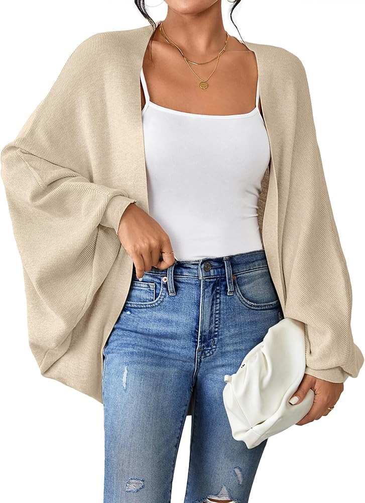 Zeagoo Women's 2024 Oversized Batwing Sleeve Knit Cardigan Sweaters Casual Long Outwear Coat | Amazon (US)