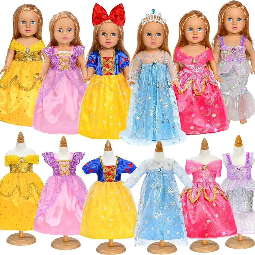 8 pcs American Doll Clothes Set for 18 inch Dolls, Doll Clothing Outfits Include 6 Different Prin... | Amazon (US)
