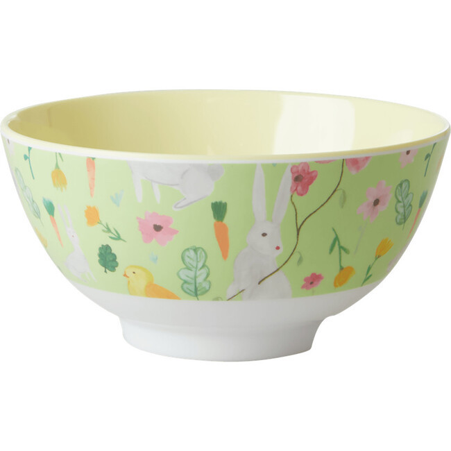 Medium Melamine Bowl, Green Bunny | Maisonette