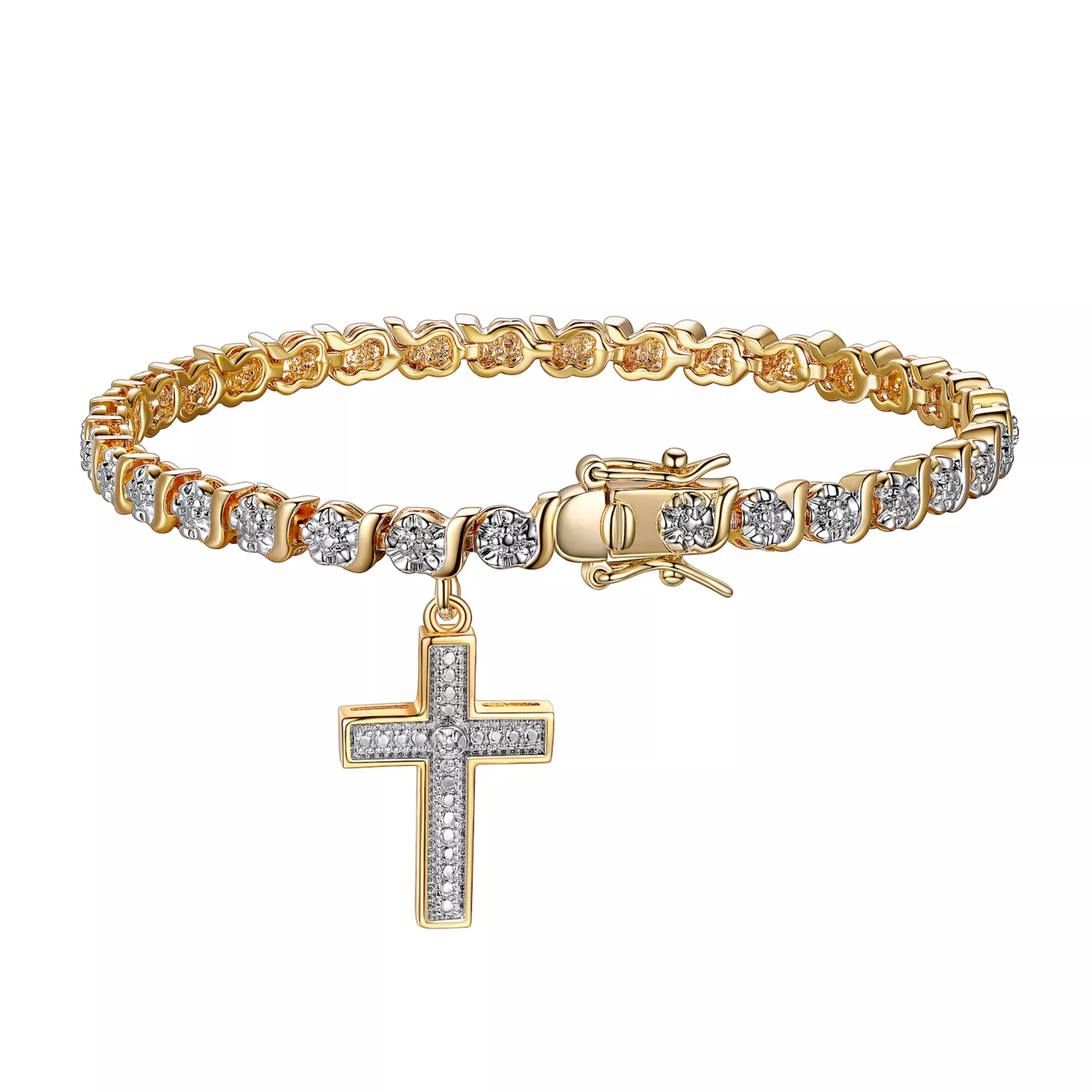 Sarafina Diamond Accent Cross Charm Bracelet | Kohl's