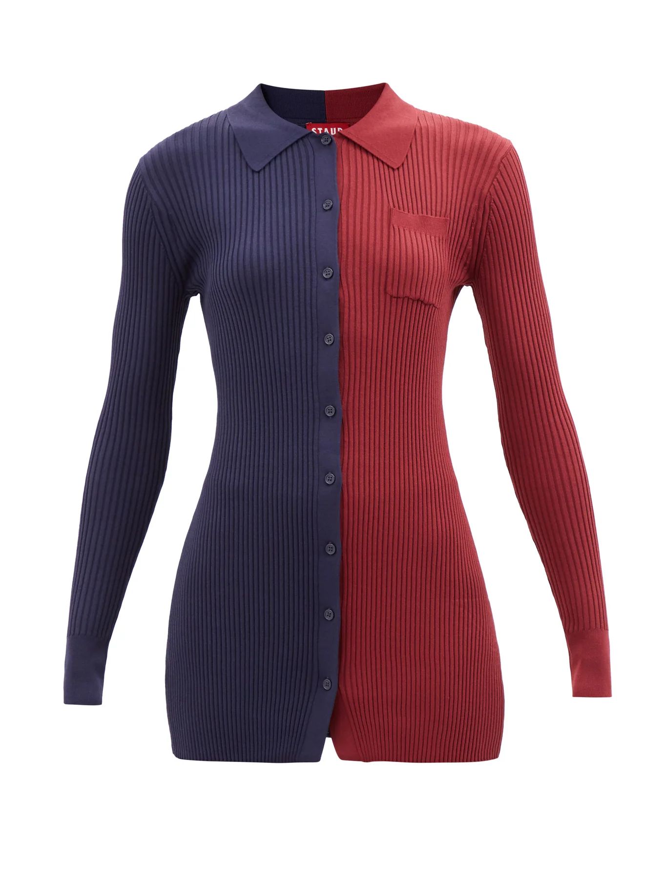Milton colour-block ribbed-knit cardigan | Staud | Matches (US)