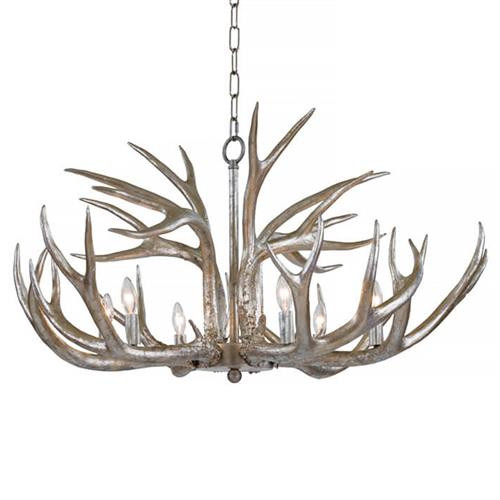 Regina Andrew Antler Rustic Silver Resin Chandelier | Kathy Kuo Home