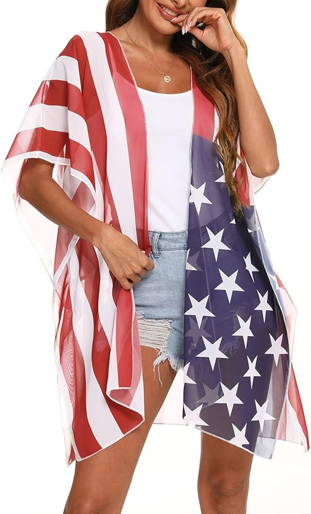 BB&KK Women's Summer Chiffon Kimono Cardigans Beach Sheer Open Front Cover Ups Tops | Amazon (US)