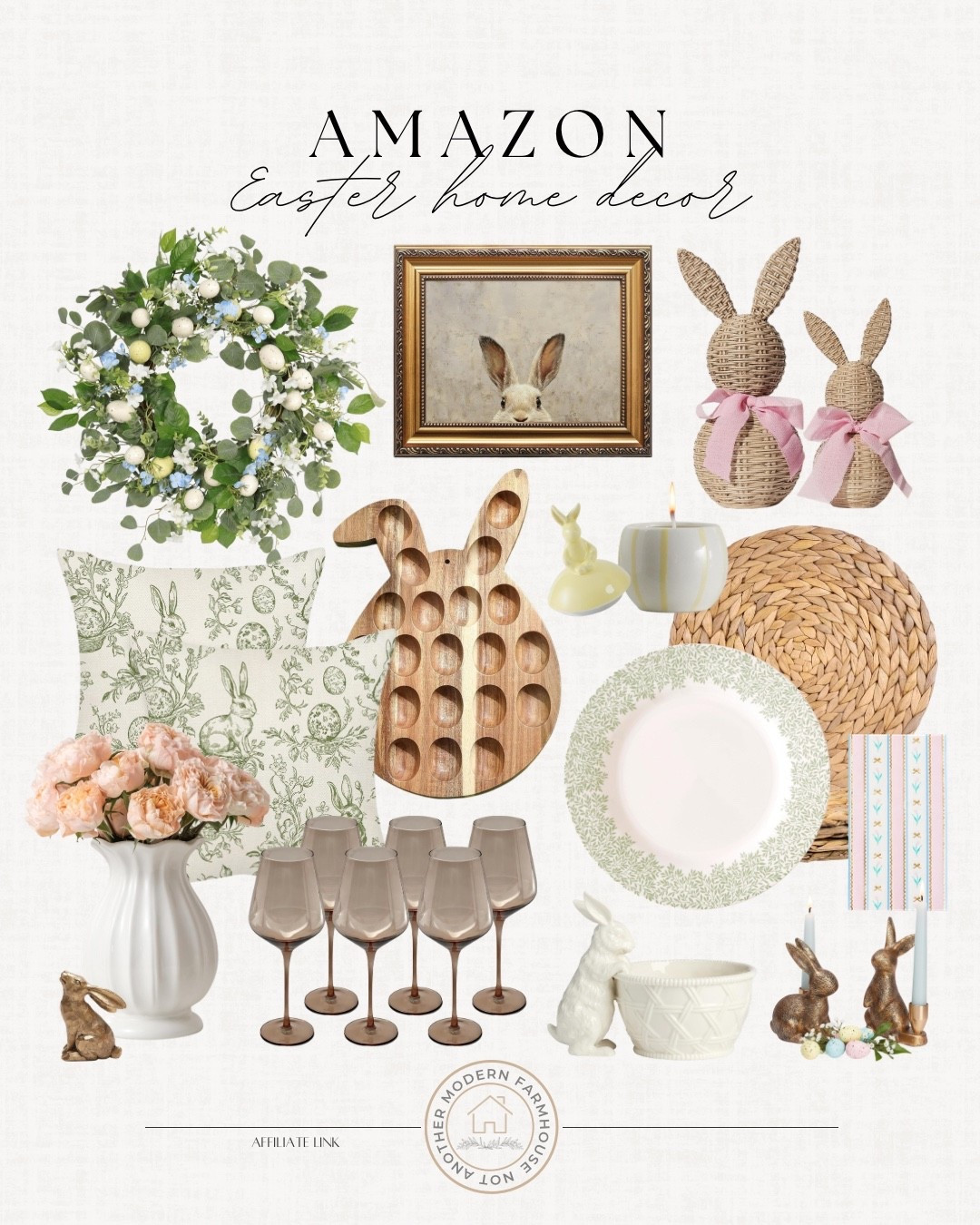 Amazon Easter home decor finds for a soft spring tablescape and cozy seasonal styling. 🐰🌿


Easter decor, spring decorating, bunny accents, pastel holiday styling, seasonal table setting, wreath entryway, neutral farmhouse decor, woven placemat, floral pillow cover, rabbit artwork, egg serving tray, glass stemware set, cottage style home, holiday centerpiece, decorative figurines, spring hosting essentials, pastel napkins, easter tablescape ideas, bunny candle holder, spring entertaining. 

 #LTKSeasonal #LTKHome