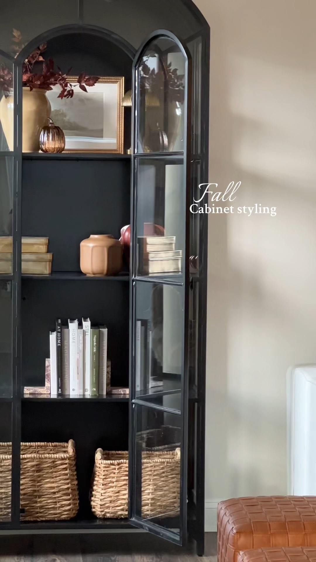 Arched cabinet fall decor styling 

#LTKHome #LTKSeasonal