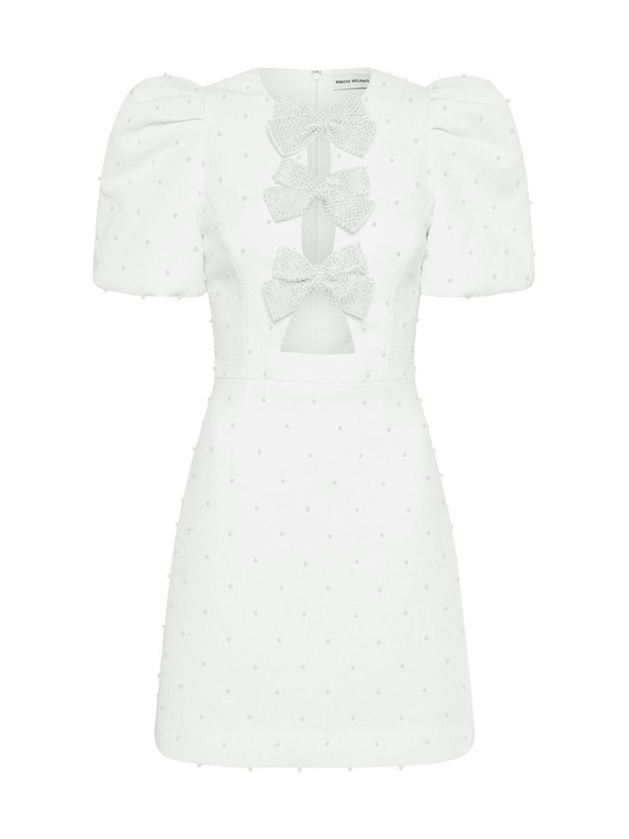 Ophelia Pearl-Embellished Crepe Minidress | Saks Fifth Avenue