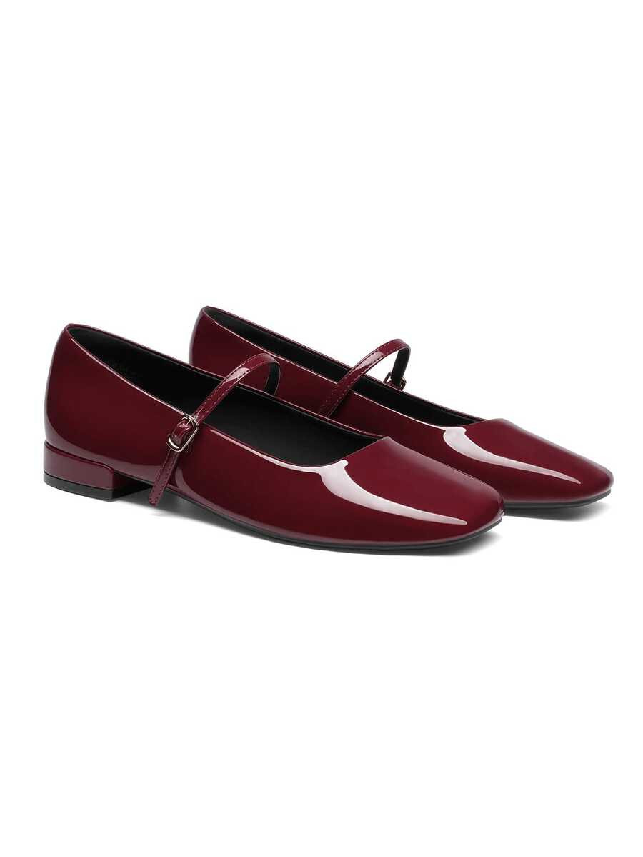 LocalWomen Low Heel Flats Mary Jane Flats Square Toe Comfortable Commute Office Wedding Dress Fre... | SHEIN
