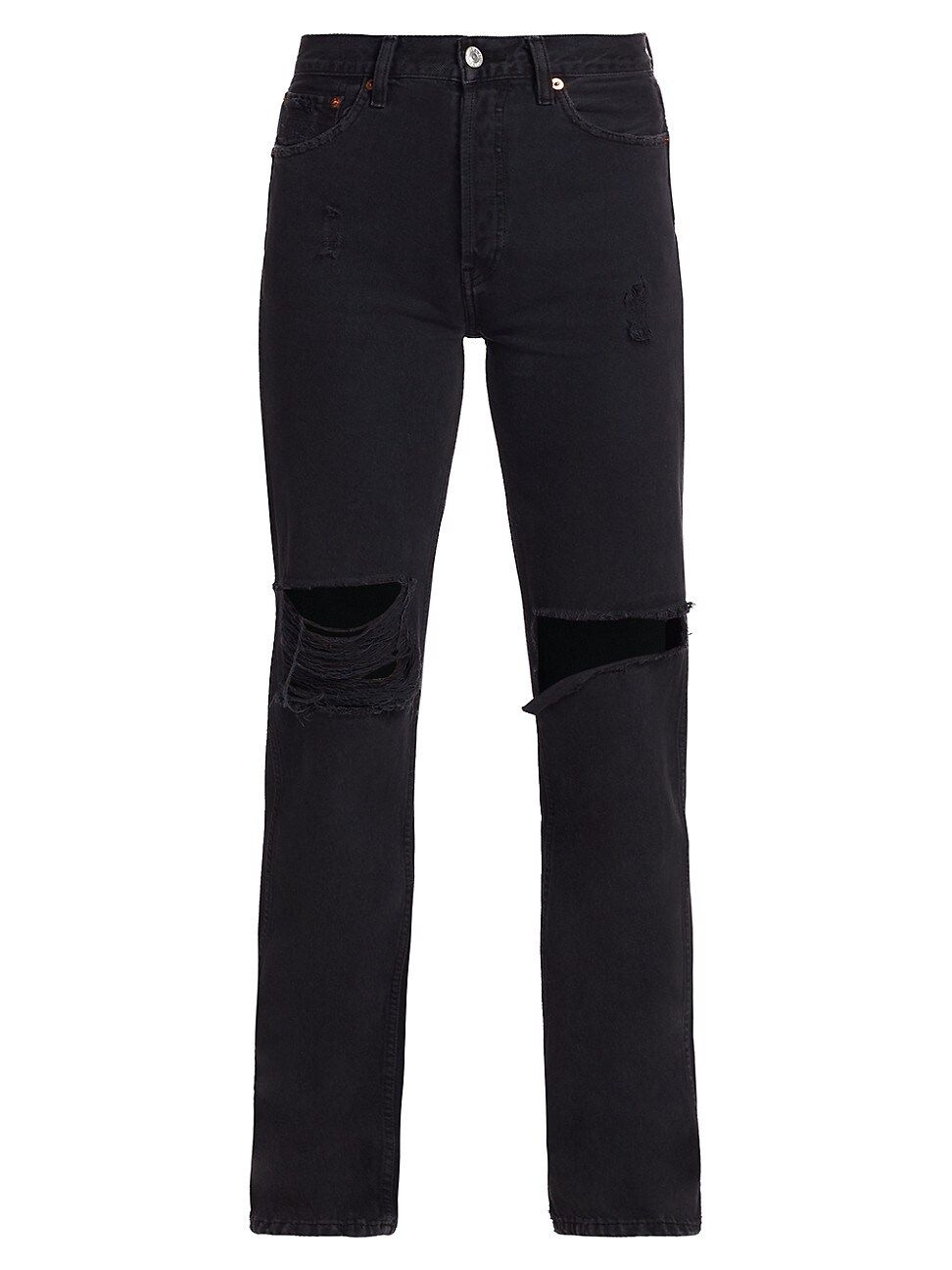 Re/done Women's High-Rise Distressed Straight Jeans - Washed Black - Size 30 (8-10) | Saks Fifth Avenue
