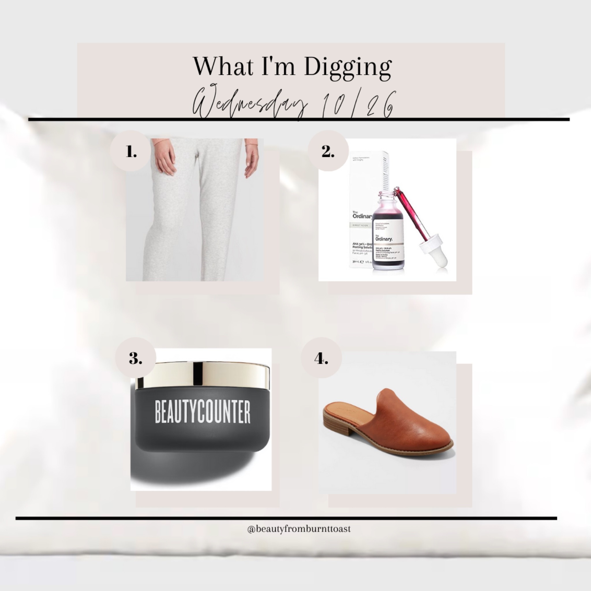 Here’s the deal, every Wednesday I share four things I’m digging. They’re always random and fun and a little weird.
But people love them.
So now I’m sharing them here. Enjoy!!! 


#LTKbeauty #LTKshoecrush #LTKunder50