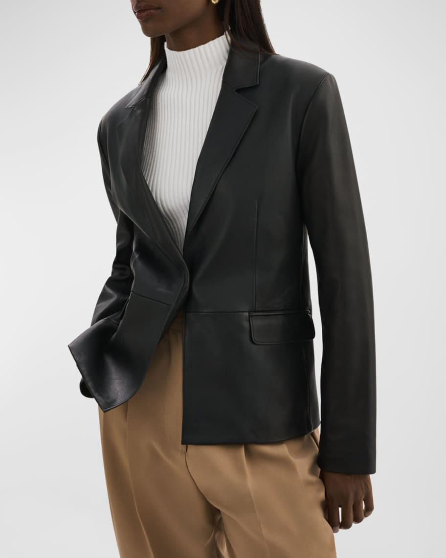 Elza Notched-Collar Leather Jacket | Neiman Marcus