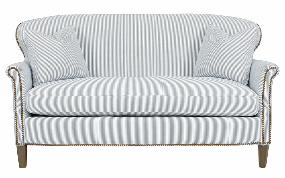 Callahan Sea Breeze Sunbrella Stripe Loveseat - 62" | Kathy Kuo Home