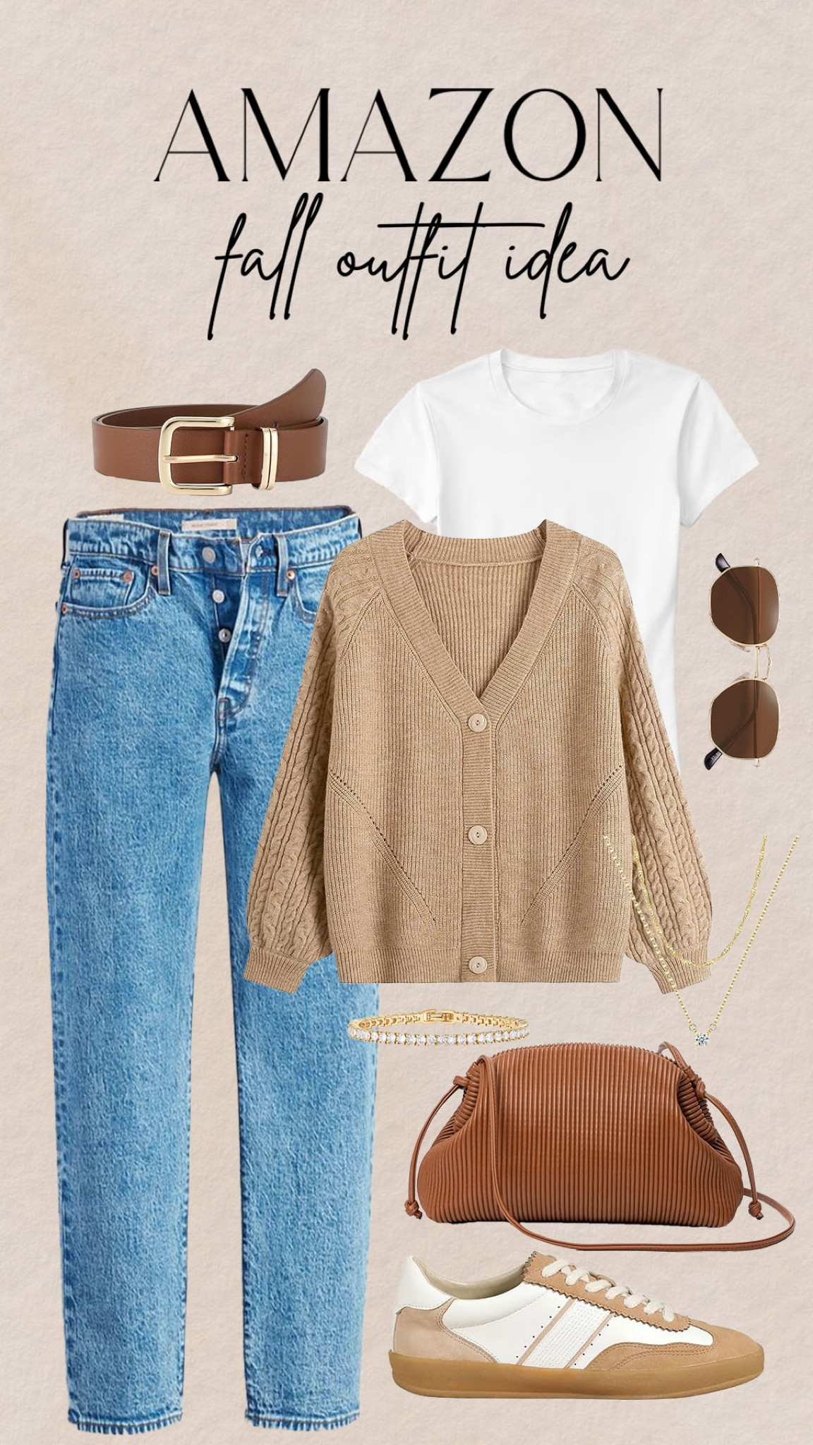 Cute and casual Amazon outfit idea for fall! 

#fallstyle

Amazon fashion. Amazon denim. Amazon cardigan. Amazon gold buckle belt. Amazon designer inspired handbag. Amazon tuckable tee. Amazon casual fall style  

#LTKFindsUnder100 #LTKStyleTip #LTKSeasonal