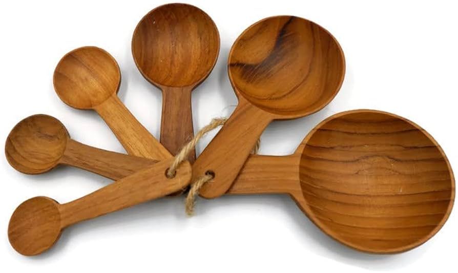 1shopforyou Set of 6 pieces Teak Wooden Measuring Spoons, this rustic set made from eco friendly ... | Amazon (US)