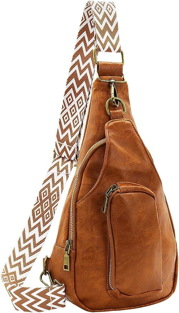 Flovey Sling Bag for Women Crossbody, PU Leather Small Sling bags Sling Chest Shoulder Backpack f... | Amazon (US)
