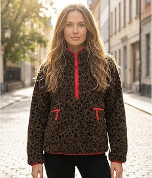 Ainangua Fuzzy Half Zip Fleece Jacket Women Long Sleeve Sherpa Pullover Sweatshirt Casual Warm Wi... | Amazon (US)